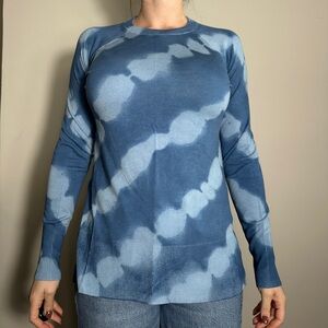 Marled Blue White Tie Dye Long Sleeve Size Small